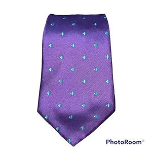 VTG Christian Dior Mens Neck Tie Geometric Purple Power Dots GUC
